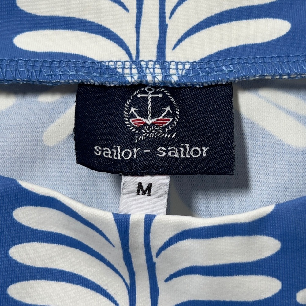 Sailor-Sailor Sleeveless Shift Dress Womens Sz M Blue White Printed Beach - Picture 2 of 7